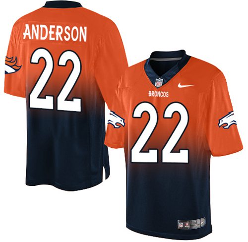 Nike Broncos #22 C.J. Anderson Orange/Navy Blue Men's Stitched NFL Elite Fadeaway Fashion Jersey - Click Image to Close